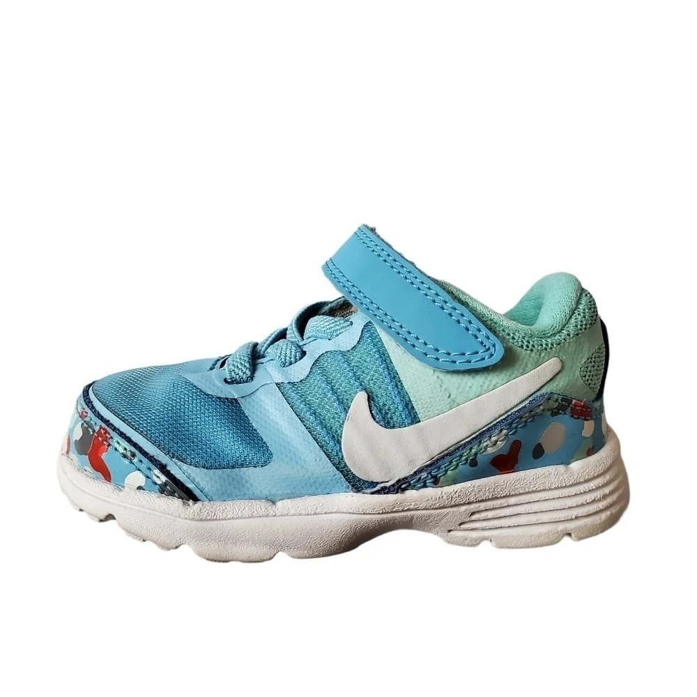 Nike Fusion x TDV Toddler‎ Girl 5 Blue Spot Dot No-Tie Sneaker Shoes